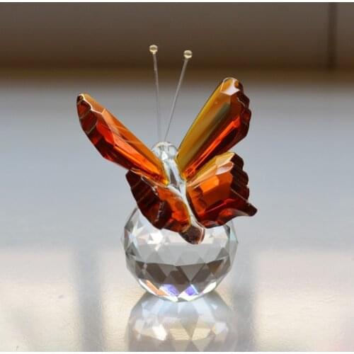 1PC Crystal Animal Butterfly Crafts Glass Paperweight Natural Stones Figurines Decor Ornaments Home Wedding Souvenir Gift ME 028