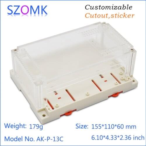 10 pcs 155*110*60mm szomk hot sales plastic enclosure electronics din rail device housing for PLC programmable logic controller
