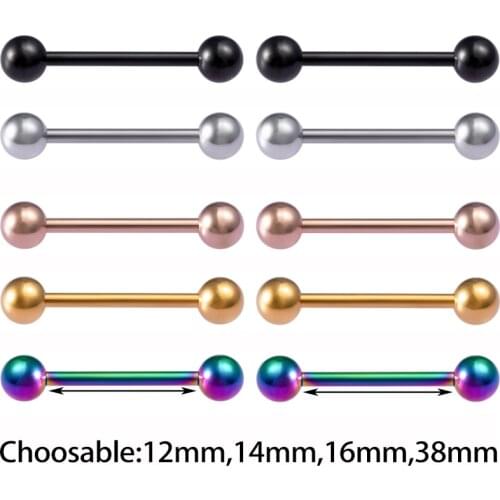 10pcs Industrial Barbell Long Ear Stud Tongue Piercing Nipple Ring Bar Tragus Cartilage Helix Stainless Steel Body Jewelry 14G