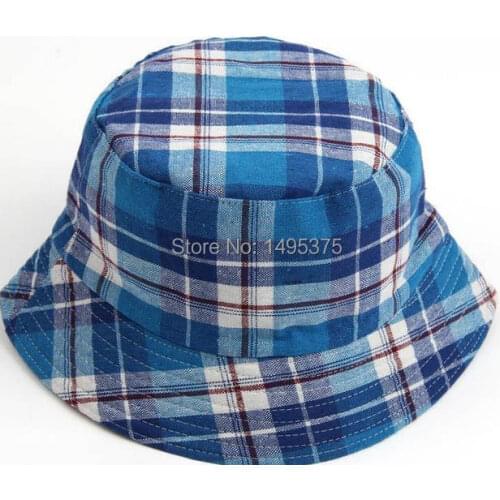 120pcs/lot kids plaid fishing hat for travelling or fishing