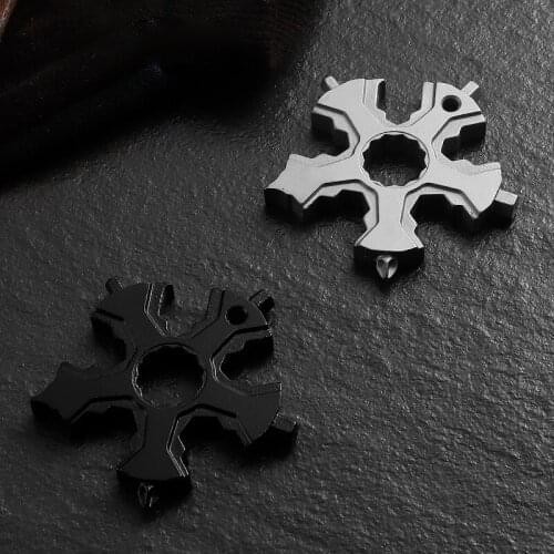 16 In 1 Stainless Steel Snowflake Multi-tool Snowflake Wrench Outdoor Edc Tool Bike Repairing Keychain Pentagonal Compact Tools