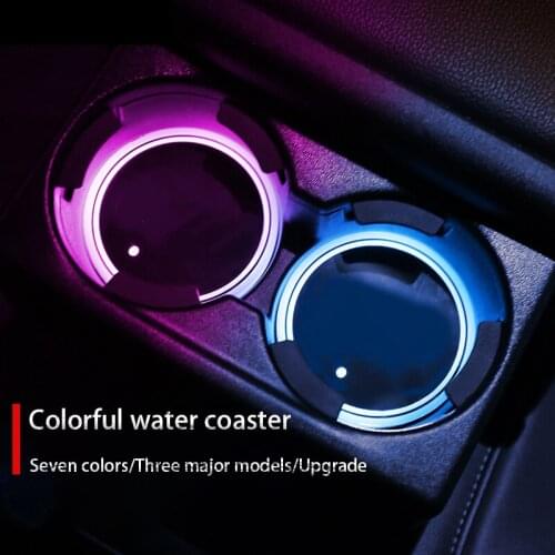 2Pcs Luminous Cup Mat Holder Coaster 7 Colorful Usb Charging Led Atmosphere Light Drink Holder Anti-Slip Mat Auto Accessories