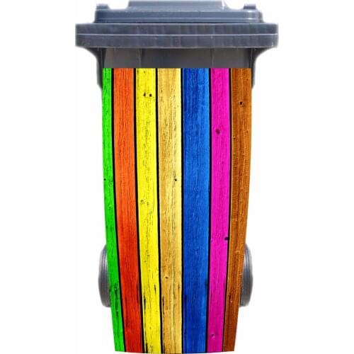3D Colorful Wooden Rubbish Bin Sticker Wallpaper mural Wall Print Decal Removable Wall Mural Photo self adhesive Gift