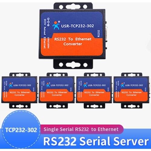 5PCS USR-TCP232-302 RS232 to Ethernet Converters UDP TCP IP Server to Client Module Support DHCP/DNS Built-in Webage Virtual COM