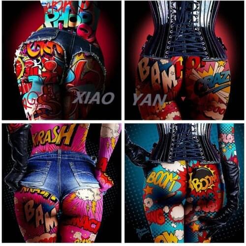 5D DIY Diamond Painting Graffiti Beauty Hip Butt Full Frill Embroidery Cross Stitch Mosaic Craft Home Decor Christmas Gift