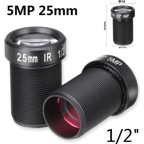 5MP 25mm Lens 1/2'' For HD CCTV Camera F2.4 M12 Fixed Iris Long Distance View