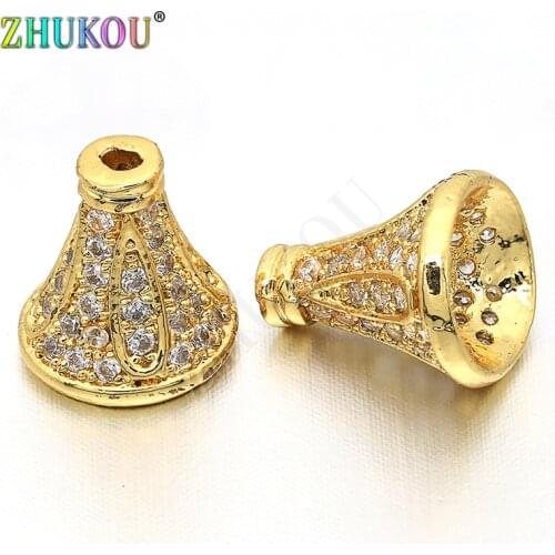 8*9mm Brass Cubic Zirconia Bead Caps DIY Women Necklace Pendant Jewelry Accessory Findings, Model: VH2