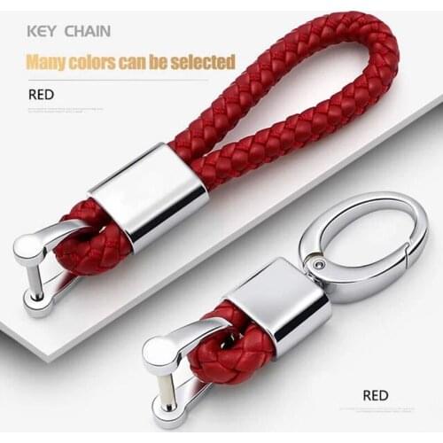 Promotion Leather Rope KeyChain For Car Hand Woven Horseshoe Buckle Key Rings Couple Auto Gift Detachable Metal Luxury Key Chain