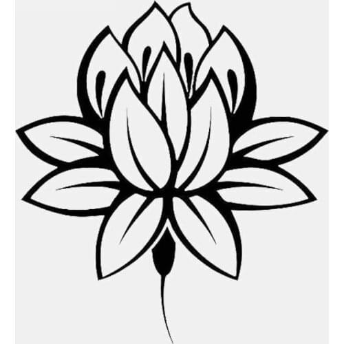 Car Sticker Lotus Buddhist Buddha Meditation PVC Car Decoration Sticker Waterproof Cover Scratch Black/White, 16cm*15cm