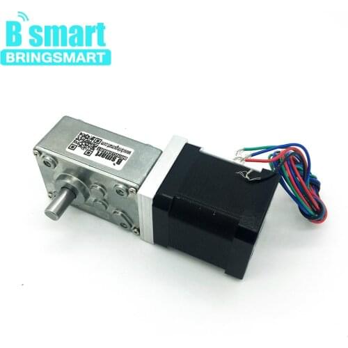 Bringsmart A58SW-42BY Worm Gear Motor Stepper DC Stepping Geared Motors 24V DC Motor 12V Self-locking Mini Reducer Gearbox