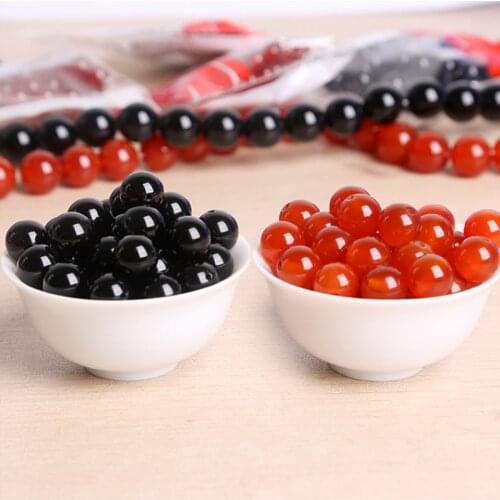 Black Red Carnelian Agates Round Gem Beads 15" Strand 3 4 6 8 10 12MM Pick Size For Jewelry Making