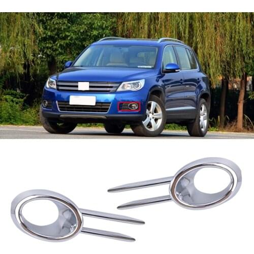 CAPQX 1Pair For VW Tiguan 2009 2010 2011 2012 Front Fog Light Foglight Lamp Trim Cover Chrome Fog Lamp Decoration Frame Shell