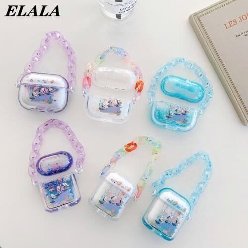 Earphone Case for AirPods 1 2 Full Protect Cover Mini Glitter Bling Clear Quicksand Plastic Wireless Bluetooth Headphones Box