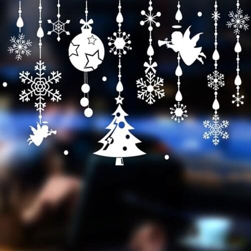 Environmental Christmas Decoration Wall Sticker Home Decor Glass Window White Angel Bell Poster Stickers