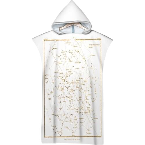 Astrology Horoscope Zodiac Pattern Outdoor Adult Hooded Beach Towel Poncho Bathrobe Towels Women Man Bathrobe AHT4