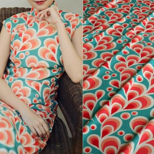 Imitation Silk Crepe And Phoenix Print Chiffon Fabric Dress Antique Cheongsam Hanfu Handmade DIY Fabric