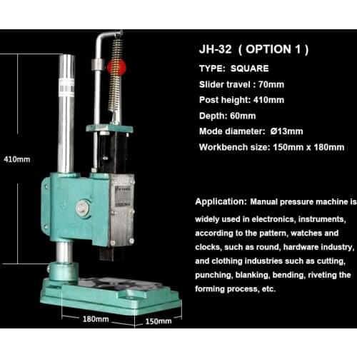 JH32 square head hand press machine Manual presses machine Small industrial hand press Mini industrial hand press