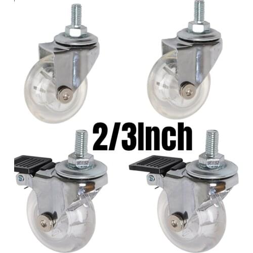 4PCS 2/3Inch 360 Degree Swivel Caster Wheels With M8x15mmThreaded Stem with brake no brake Heavy Duty No Noise For Cabinet Sofa