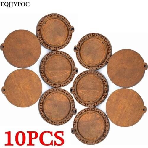 10PCS/LOT Brown Wood Cabochon Base 25MM Blank Wooden Pendant Trays for For Necklace Making Diy Jewelry Accessories