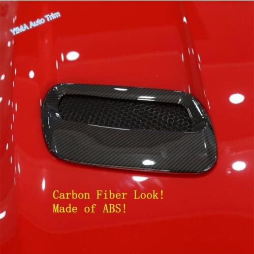 Lapetus Auto Styling Engine Hood Air Conditioning AC Vent Outlet Cover Trim Fit For Ford Mustang 2018 2019 2020 ABS Carbon Fiber