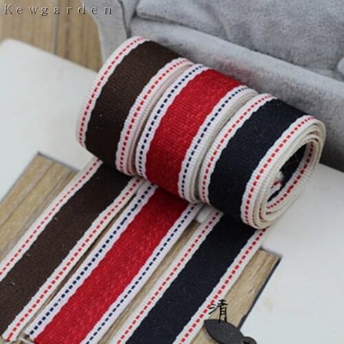 22mm 2.2cm Stripe Cotton Denim ribbon DIY bowknot accessories Satin ribbons handmade Riband tape 6y/lot