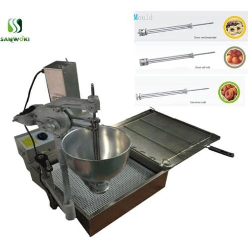 Commercial Use Electric 3-Mold 9L Donut Ball Machine Doughnut donut Maker flower donut making machine with 25L fryer for bakery