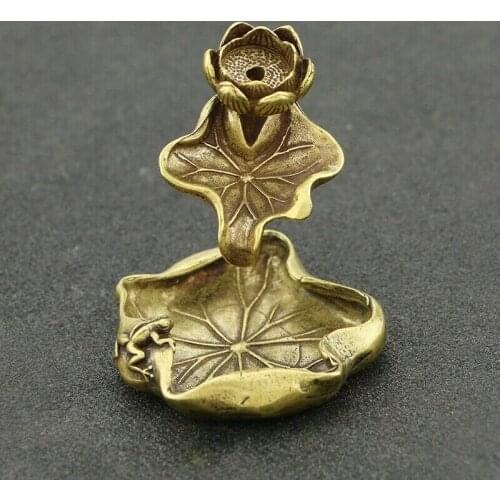 Pure Copper Leaf Lotus Backflow Incense Ornaments Frog Lotus Pond Incense Stand Metal Crafts Home Decoration