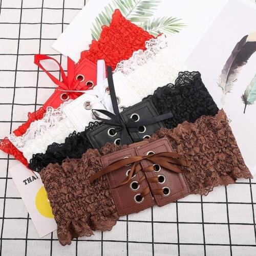 Fashion Women Stretch Buckle Waist Belt Wide Elastic Corset Waistband Corset Around Cinch PU Leather Tie Bowknot Waist Seal