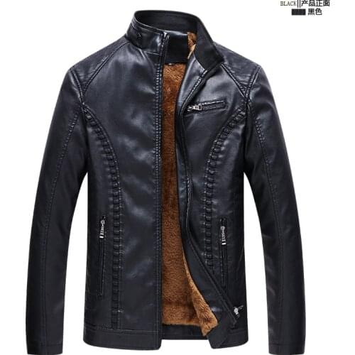New Winter Men Leather Jackets Men Motorcycle Keep Warm Leather jackets Fashion Brand Mens Fleece Leather Jacket Coat