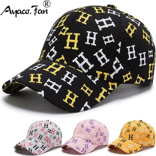 Men Baseball Caps Cotton Unisex Adjustable Baseball Hat Fashion British Style H Letter Cap for Women Personality Snapback Sunhat