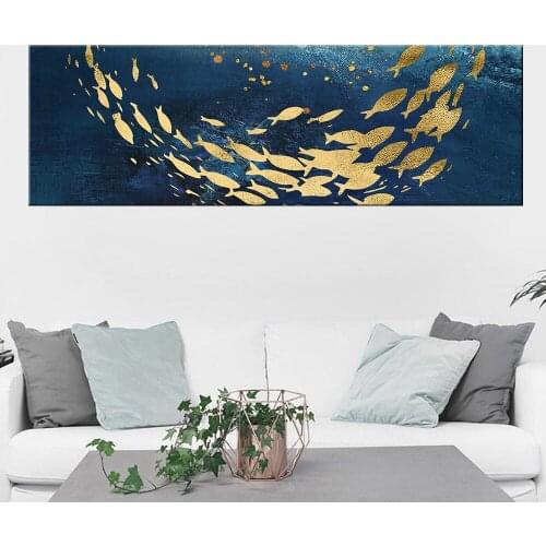 Wall Art Canvas Painting Home Decor Cartoon Golden Fish Picture Modern Hd Printed Modular Poster For Bedside Background