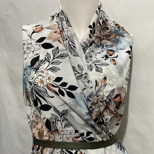 Natural pure silk crepe de chine silk fabric floral print for dress 140cm width,SCDC1300