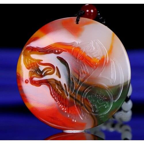 Natural Color Hand-carved Wolf Head Jade Pendant Fashion Boutique Jewelry Men and Women Red Necklace Gift Accessories