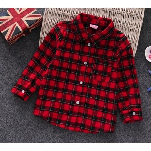 New Boys Shirt for Kids Cotton Fashion Clothes Baby Boy Plaid Shirts Long Sleeve England School Trend Children Clothing
