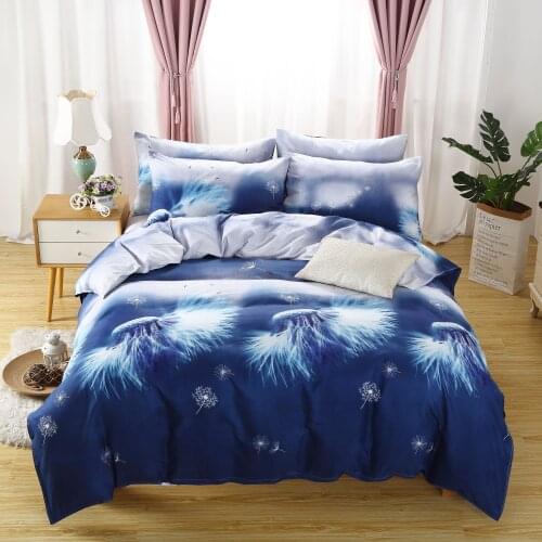 2021 New Flower Wind Blue Comforter Bedding Set Queen Twin Single Duvet Cover Set Pillowcase Home Luxury Fantasy Beautiful Soft
