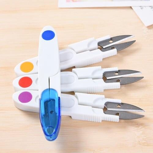 Craft Thread Cutter Cross Stitch Scissors Plastic Handle Sewing Clothes Thread Embroidery Craft Clipper Scissors Random Color