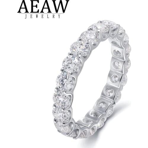 0.3ct 4.0mm DF Color VVS1 Round Excellent Cut Moissanite Engagement Wedding Band Solid Real 14k White Gold Gift for Lady Luxury