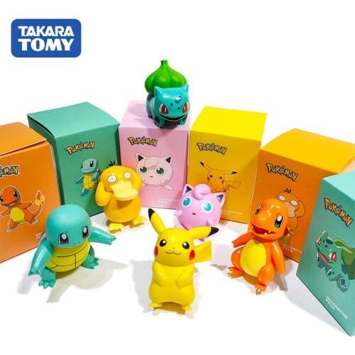 POKEMON Charmander Cleffa Pikachu Bulbasaur Squirtle Psyduck Pocket Monster Poké Model Action Figure One Piece Toy For Kids gift