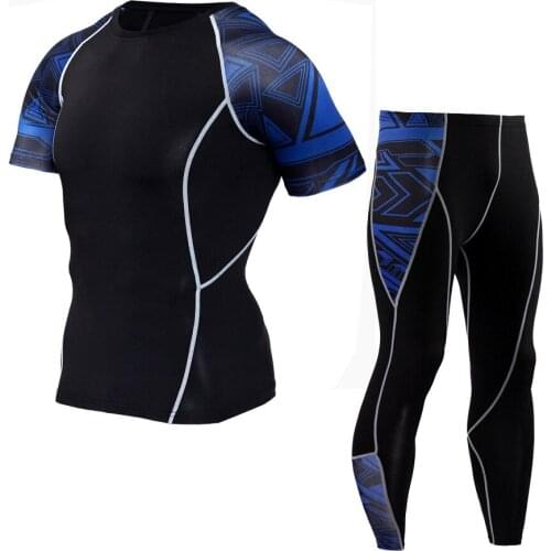 Factory direct mens sports tight set running training basketball fitness clothing compression fast-drying trousers