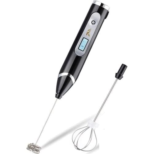 LCD Electric Milk Frother Handheld USB Rechargeable 3-Speed Foam Maker,Electric Whisks Mixer Blender for Coffee Egg Milk