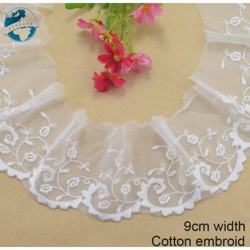 9cm wide cotton embroidery lace edges lace appliques mini dress lace ribbon guipure diy lace trim garment Accessories#3048