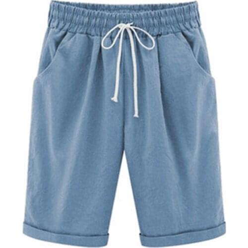 5 Colors Summer Ladies Leisure Wide legs Casual Shorts Drawstring Pockets Solid Color Elastic Waist Minimalist Loose Shorts