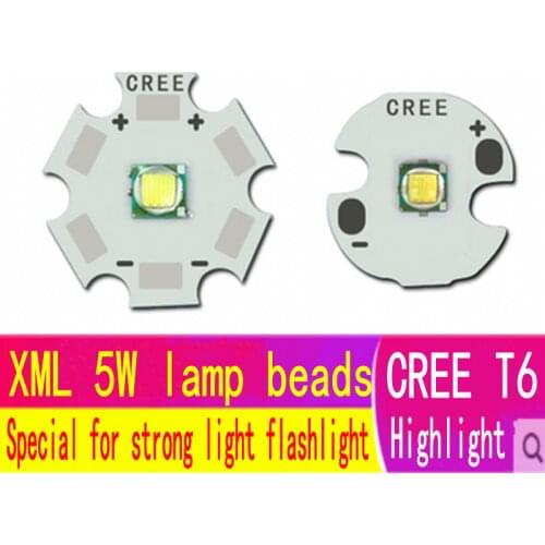 Cree xml t6 strong light flashlight 5W LED lamp beads 5050 patch white LED lamp beads 5W lamp beads super high brightness