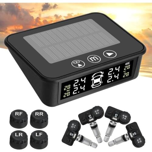 Tyre Temperature Warning System USB Charge Solar Car TPMS Voice Alarm Auto Tire Pressure Monitoring Touch Switch