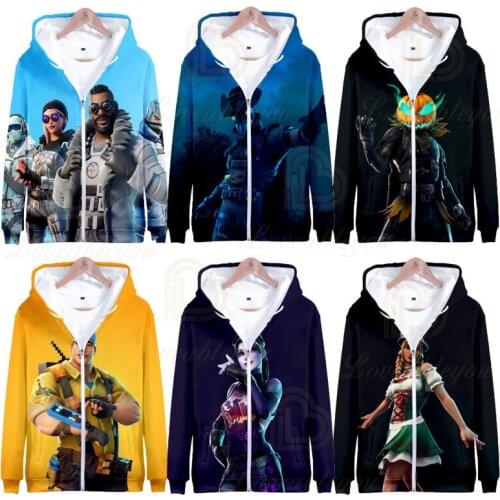 Fortnite Hoodie Figure 3D Printed Zipper Casual Cardigan Cloth Cartoon Full Colorful Hooded Sweatshirt Man Women Hoodies Gift