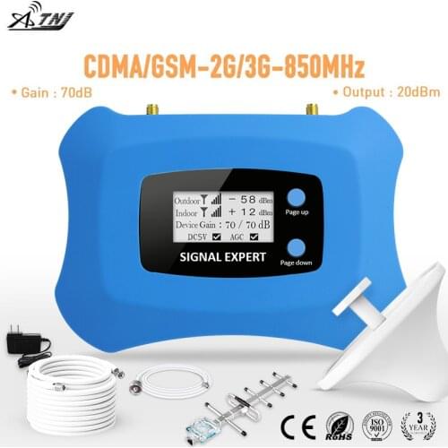 Top Brand! 2G 3G Signal Repeater CDMA 850MHz Mobile Signal Booster 3G Cell phone Amplifier 2G repeater Yagi+Ceiling antenna kit