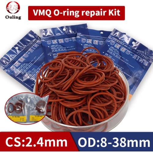 Thickness CS2.4mm Red Silicon Rubber O-ring Silicone/VMQ multiple size repair kit combination O ring Seal Ring Gasket Washer