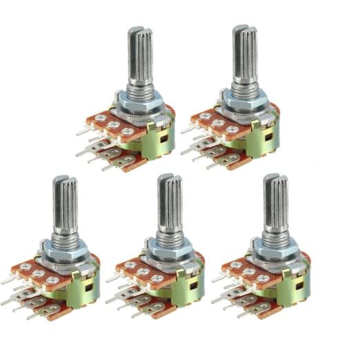 Uxcell WH148 500K Ohm Variable Resistors Dual Rotary Carbon Film Taper Potentiometer 5pcs