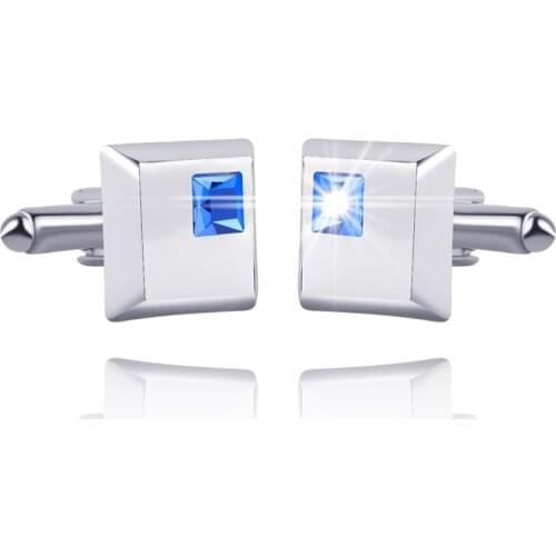 Crystal Cufflinks for Men in Square Shape Rhinestone Cuff Button Silver Plated Luxury French Cufflinks For Men Wedding&Business