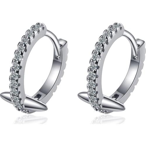 New 925 Sterling Silver Earrings Punk Zirconium Zircon Small Earrings French Fashion Jewelry Ladies Charm Jewelry Gifts